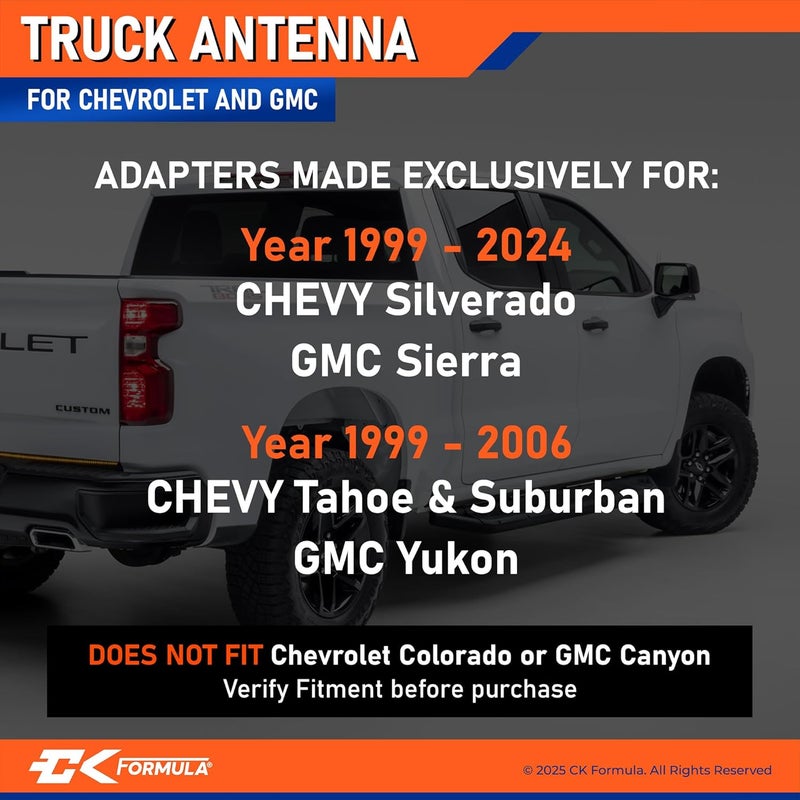 CK FORMULA 4-Inch Black Truck Antenna for Chevy Silverado & GMC Sierra (1999–2025), Solid Billet Aluminum, Car Wash Safe, Short Replacement Antenna, Antenna para Carro, Truck Accessories - Image 2